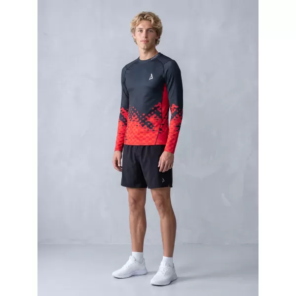  Tricou de compresie funcțională pentru bărbați cu premium cu mânecă lungă ALTISPORT VOJ/ALM109TR03 ROȘU/NEGRU 