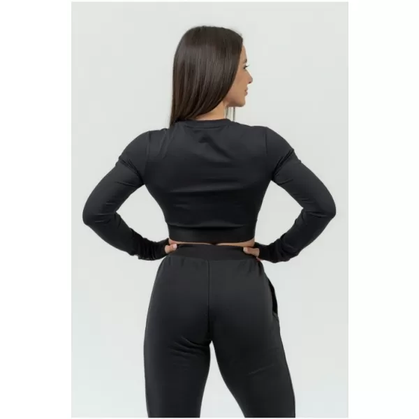  Crop top de damă cu mâneci lungi INTENSE Perform 839 BLACK Nebbia 
