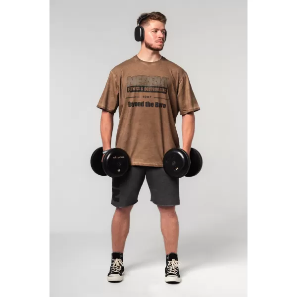  Tricou supradimensionat spalat HERITAGE 355 LIGHT BROWN Nebbia 