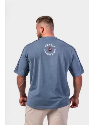 Tricou supradimensionat spalat GOLDEN AGE 790 BLUE Nebbia