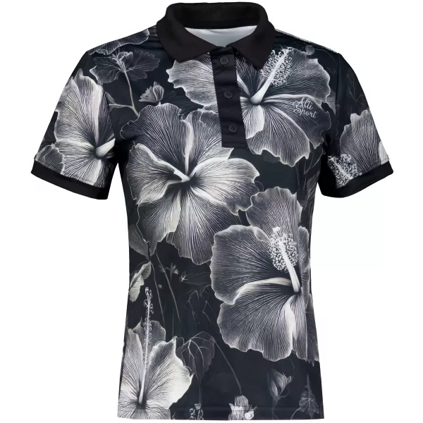  Tricou funcțional pentru femei cu guler premium ALTISPORT VOJ/ALW102TR05 ALB -NEGRU 