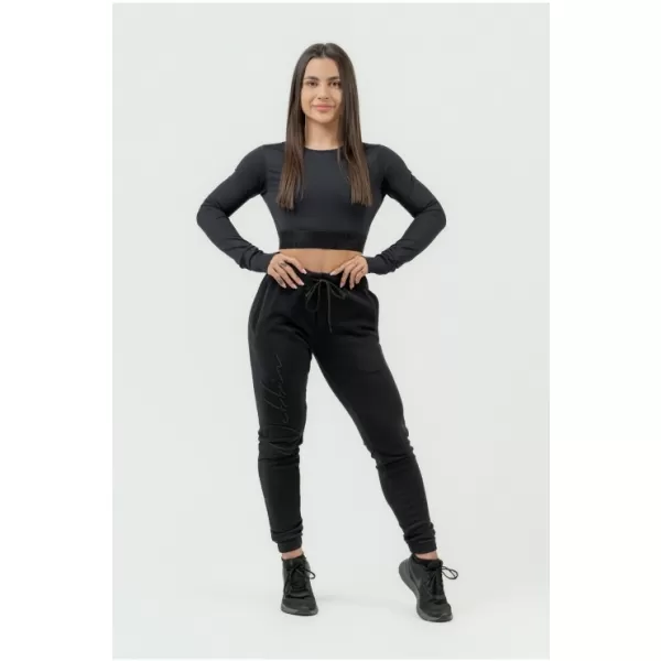  Crop top de damă cu mâneci lungi INTENSE Perform 839 BLACK Nebbia 