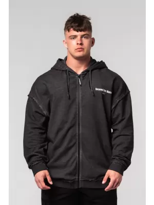 Hanorac spălat cu fermoar GYM BRO 362 BLACK Nebbia