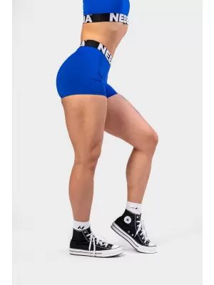 Pantaloni scurți fitness cu talie înaltă GLUTE PUMP 240 BLUE Nebbia