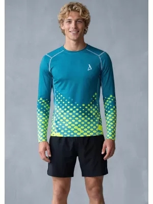 Tricou de compresie funcțională pentru bărbați cu premium cu mânecă lungă ALTISPORT VOJ/ALM109TR03 EMERALD-FLUO