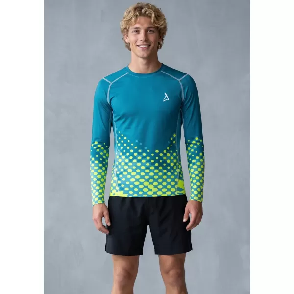  Tricou de compresie funcțională pentru bărbați cu premium cu mânecă lungă ALTISPORT VOJ/ALM109TR03 EMERALD-FLUO 