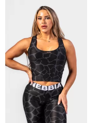 Crop top sport, INSPIRAT DE NATURĂ, Spate cursă” 549 NEGRU Nebbia