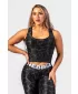 Crop top sport, INSPIRAT DE NATURĂ, Spate cursă” 549 NEGRU Nebbia