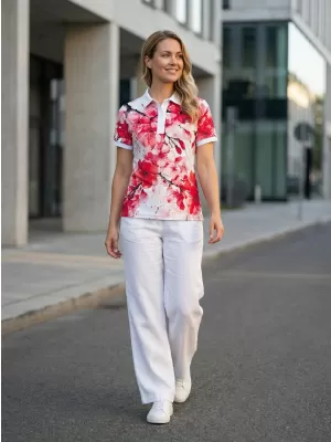 Tricou funcțional pentru femei cu guler premium ALTISPORT VOJ/ALW102TR05 ROZ/ALB