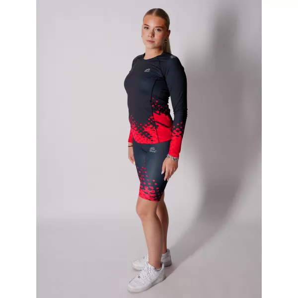  Tricou funcțional pentru femei cu mâneci lungi premium ALTISPORT VOJ/ALW109TR03 ROȘU-NEGRU 