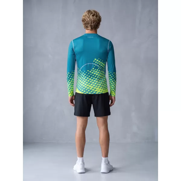  Tricou de compresie funcțională pentru bărbați cu premium cu mânecă lungă ALTISPORT VOJ/ALM109TR03 EMERALD-FLUO 