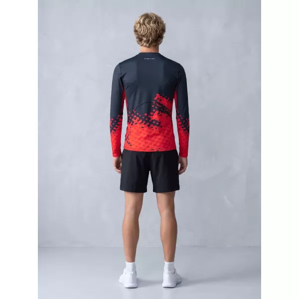  Tricou de compresie funcțională pentru bărbați cu premium cu mânecă lungă ALTISPORT VOJ/ALM109TR03 ROȘU/NEGRU 