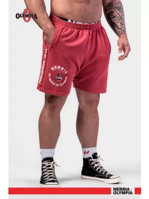 Pantaloni scurți de trening spalat LEGEND 786 RED Nebbia
