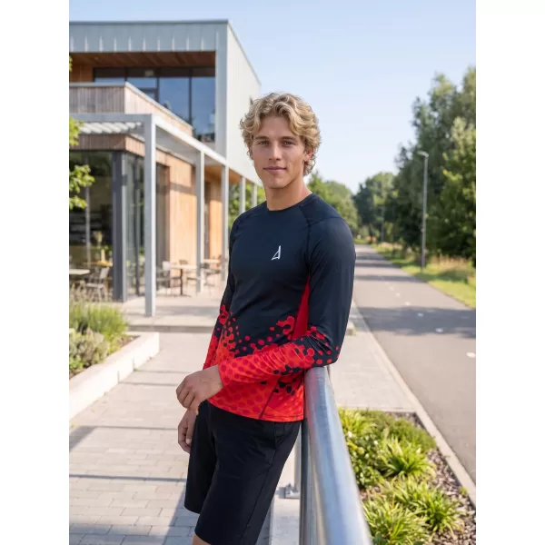 Tricou de compresie funcțională pentru bărbați cu premium cu mânecă lungă ALTISPORT VOJ/ALM109TR03 ROȘU/NEGRU 