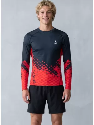 Tricou de compresie funcțională pentru bărbați cu premium cu mânecă lungă ALTISPORT VOJ/ALM109TR03 ROȘU/NEGRU