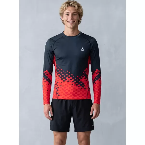  Tricou de compresie funcțională pentru bărbați cu premium cu mânecă lungă ALTISPORT VOJ/ALM109TR03 ROȘU/NEGRU 
