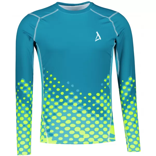  Tricou de compresie funcțională pentru bărbați cu premium cu mânecă lungă ALTISPORT VOJ/ALM109TR03 EMERALD-FLUO 
