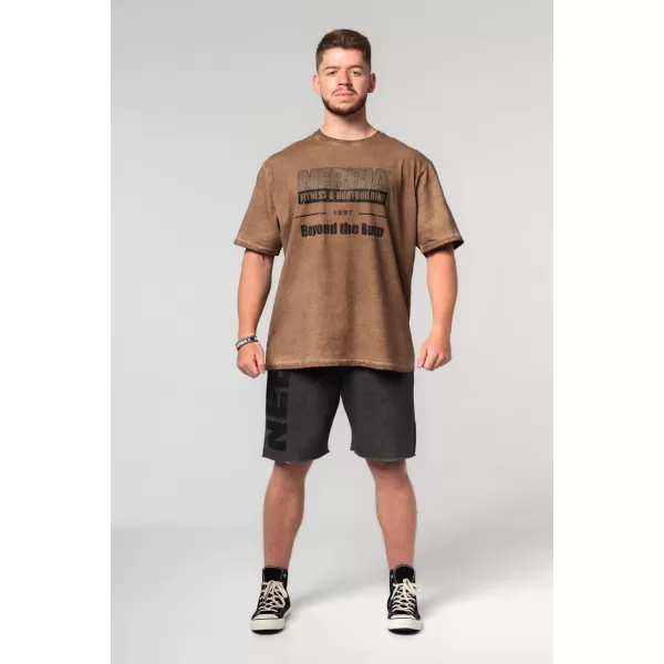  Tricou supradimensionat spalat HERITAGE 355 LIGHT BROWN Nebbia 