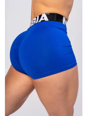Pantaloni scurți fitness cu talie înaltă GLUTE PUMP 240 BLUE Nebbia