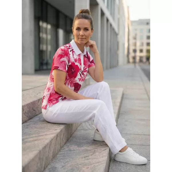  Tricou funcțional pentru femei cu guler premium ALTISPORT VOJ/ALW111TR05 FLORI ROZ 