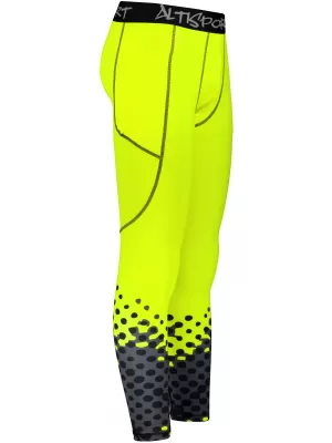 Jambiere sport lungi premium pentru bărbați ALTISPORT VOJ/ALM109LEG01 GALBEN FLUO