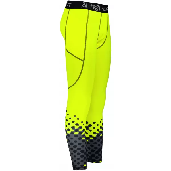  Jambiere sport lungi premium pentru bărbați ALTISPORT VOJ/ALM109LEG01 GALBEN FLUO 