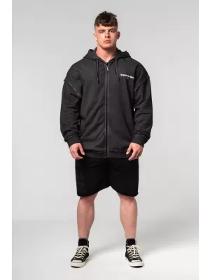 Hanorac spălat cu fermoar GYM BRO 362 BLACK Nebbia