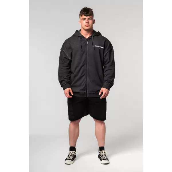  Hanorac spălat cu fermoar GYM BRO 362 BLACK Nebbia 