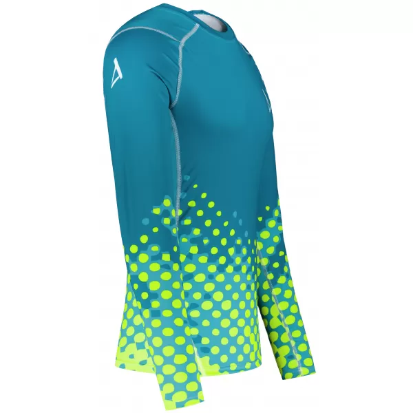  Tricou de compresie funcțională pentru bărbați cu premium cu mânecă lungă ALTISPORT VOJ/ALM109TR03 EMERALD-FLUO 