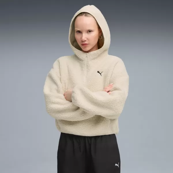  Panoul pentru doamne PUMA WARDROBE ESS OVERSIZED POLAR FLEECE HOODIE 632048-87 ALB 
