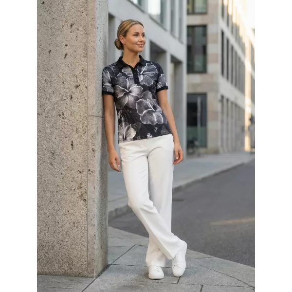  Tricou funcțional pentru femei cu guler premium ALTISPORT VOJ/ALW102TR05 ALB -NEGRU 