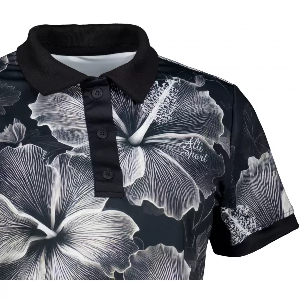  Tricou funcțional pentru femei cu guler premium ALTISPORT VOJ/ALW102TR05 ALB -NEGRU 
