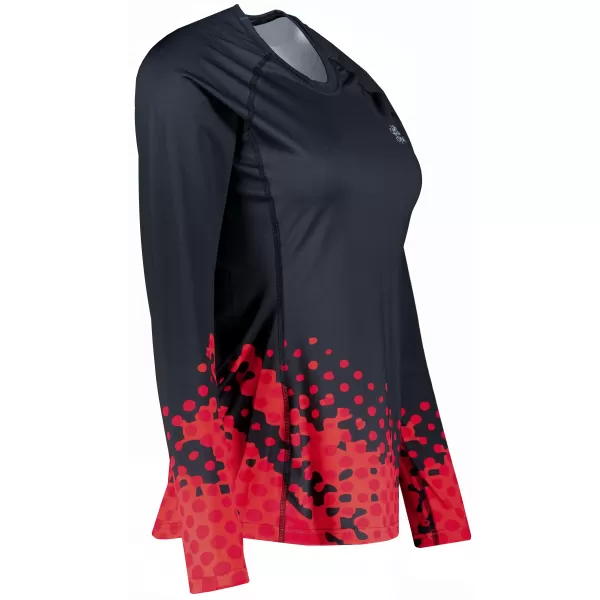  Tricou funcțional pentru femei cu mâneci lungi premium ALTISPORT VOJ/ALW109TR03 ROȘU-NEGRU 