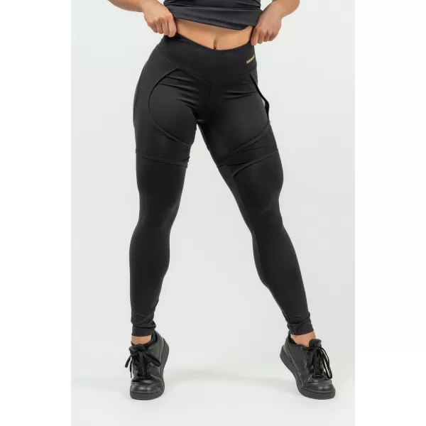  Jambiere sport de damă cu plasă INTENSE 838 Gold BLACK/GOLD Nebbia 
