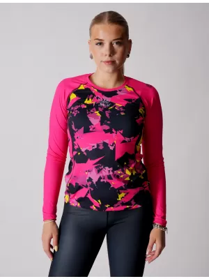 Tricou funcțional pentru femei cu mâneci lungi premium ALTISPORT VOJ/ALW110TR03 ROZ -BLACK