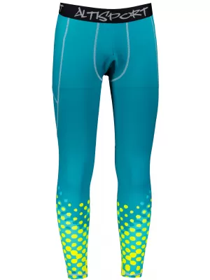 Jambiere sport lungi premium pentru bărbați ALTISPORT VOJ/ALM109LEG01 SMARALD-FLUO