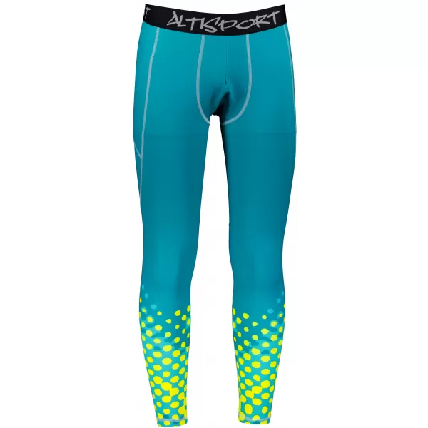  Jambiere sport lungi premium pentru bărbați ALTISPORT VOJ/ALM109LEG01 SMARALD-FLUO 