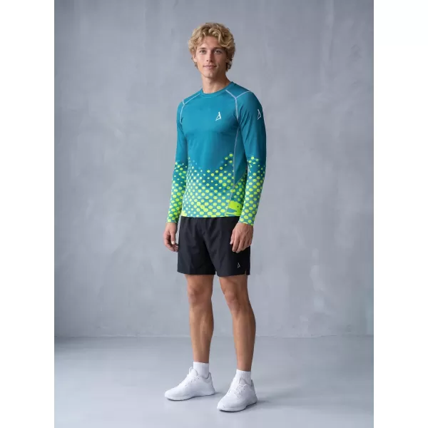  Tricou de compresie funcțională pentru bărbați cu premium cu mânecă lungă ALTISPORT VOJ/ALM109TR03 EMERALD-FLUO 