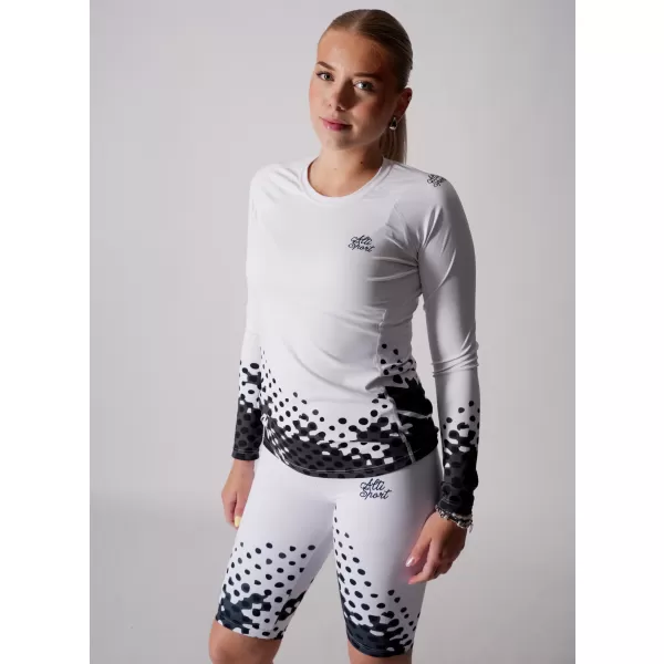  Tricou funcțional pentru femei cu mâneci lungi premium ALTISPORT VOJ/ALW109TR03 ALB -ȘI -BLACK 
