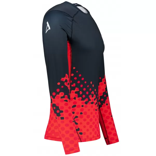  Tricou de compresie funcțională pentru bărbați cu premium cu mânecă lungă ALTISPORT VOJ/ALM109TR03 ROȘU/NEGRU 