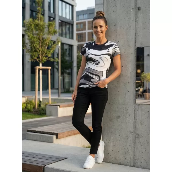  Tricou funcțional premium pentru femei ALTISPORT VOJ/ALW099TR01 ALB-NEGRU 