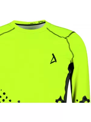 Tricou de compresie funcțională pentru bărbați cu premium cu mânecă lungă ALTISPORT VOJ/ALM109TR03 GALBEN FLUO