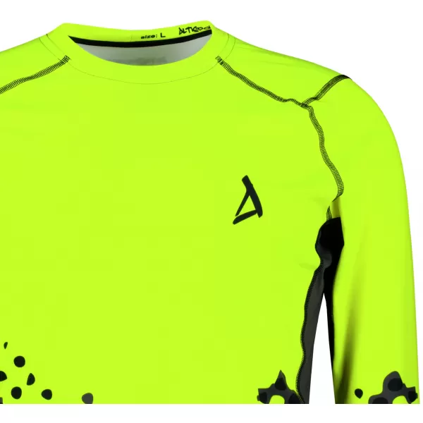  Tricou de compresie funcțională pentru bărbați cu premium cu mânecă lungă ALTISPORT VOJ/ALM109TR03 GALBEN FLUO 