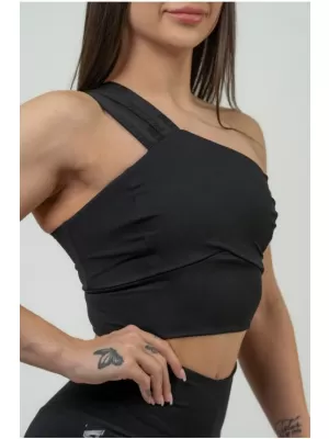 Sutien sport de damă cu susținere ridicată INTENSE Asymmetric 841 BLACK/GOLD Nebbia