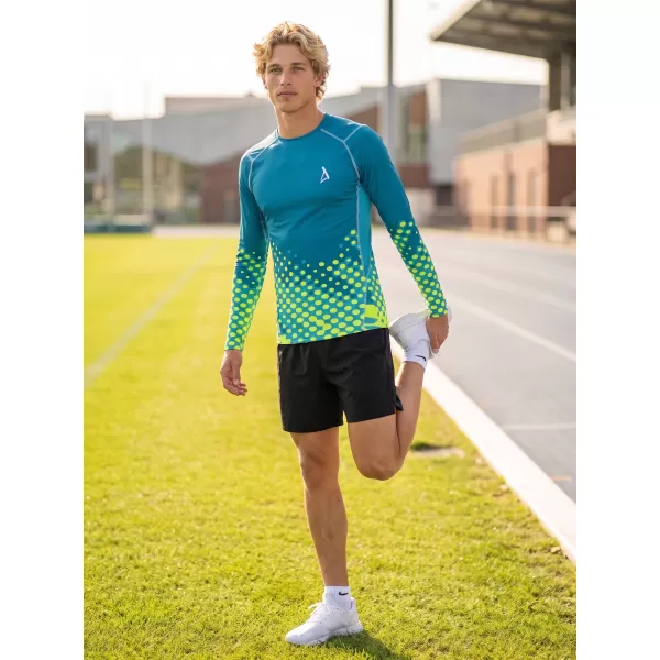  Tricou de compresie funcțională pentru bărbați cu premium cu mânecă lungă ALTISPORT VOJ/ALM109TR03 EMERALD-FLUO 
