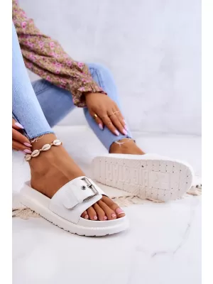 Papuci de modă pentru femei BIG STAR JJ274A309 WHITE Pantofi Big Star