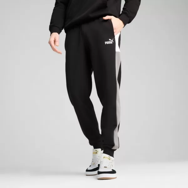  Pantaloni de trening pentru bărbați PUMA ESS BLOCK SWEATPANTS FL CL 684688-01 NEGRU 