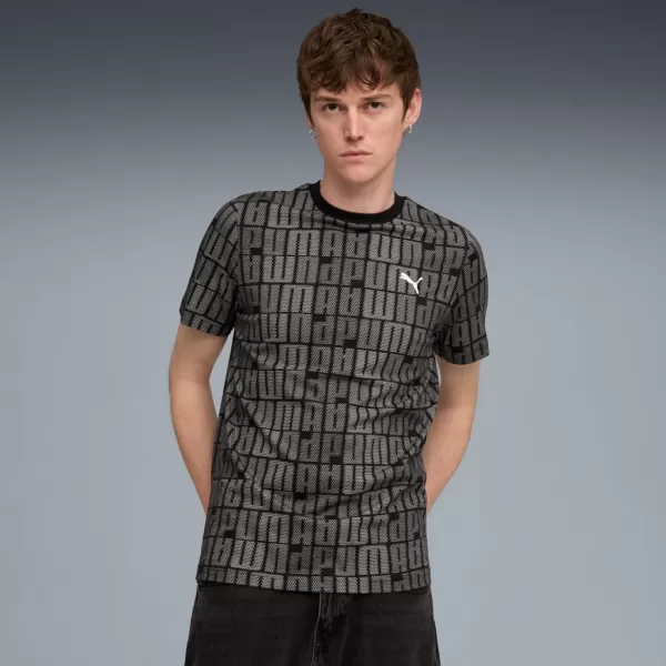  Tricou pentru bărbați PUMA ESS LOGO LAB AOP TEE 688185-01 NEGRU 