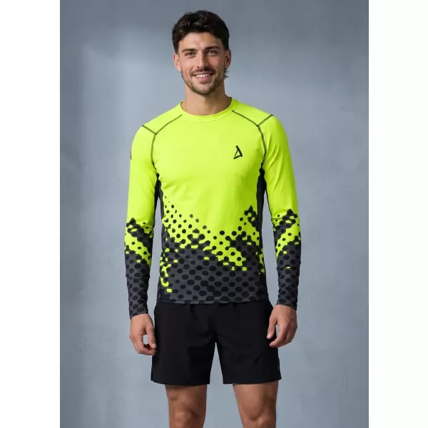  Tricou de compresie funcțională pentru bărbați cu premium cu mânecă lungă ALTISPORT VOJ/ALM109TR03 GALBEN FLUO 