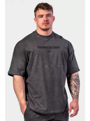 Tricou supradimensionat spălat NU SHORTCUTS 369 NEGRU Nebbia